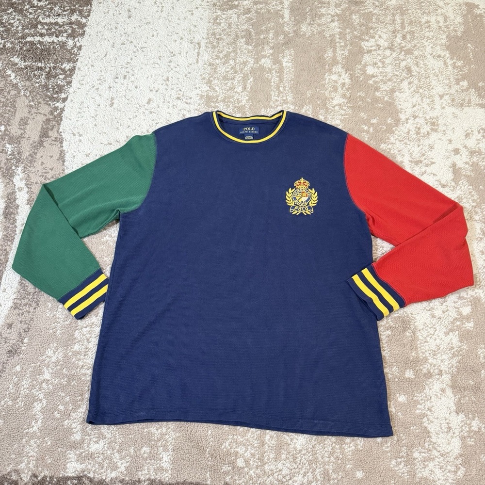 Polo Ralph Lauren Pajama Top Mens XL Colorblock Sleepwear Thermal Crest